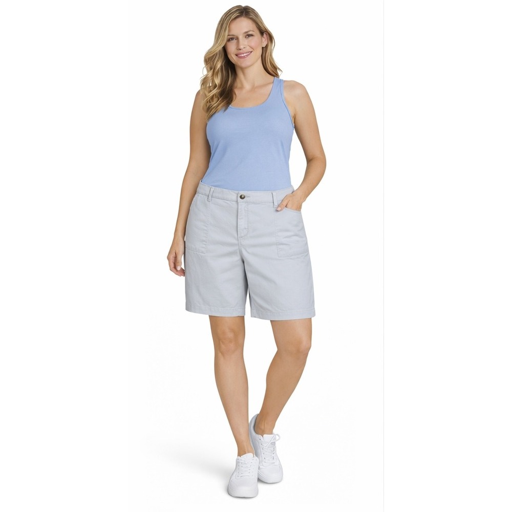 Lee Workwear Women 18W Gray Utility Shorts Elastic Waist Stretch Cotton Casual